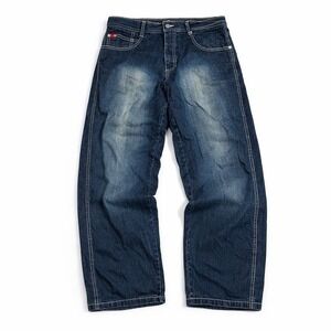 VTG SouthPole Y2K Baggy Straight Jeans Mens 34X32 Red Tab Hip Hop Denim Grunge‎